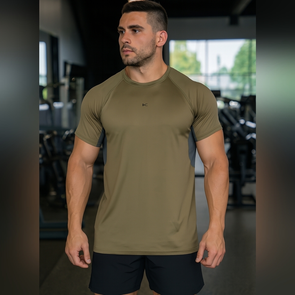 Men's Koral Olive & Black T-Shirt Medium